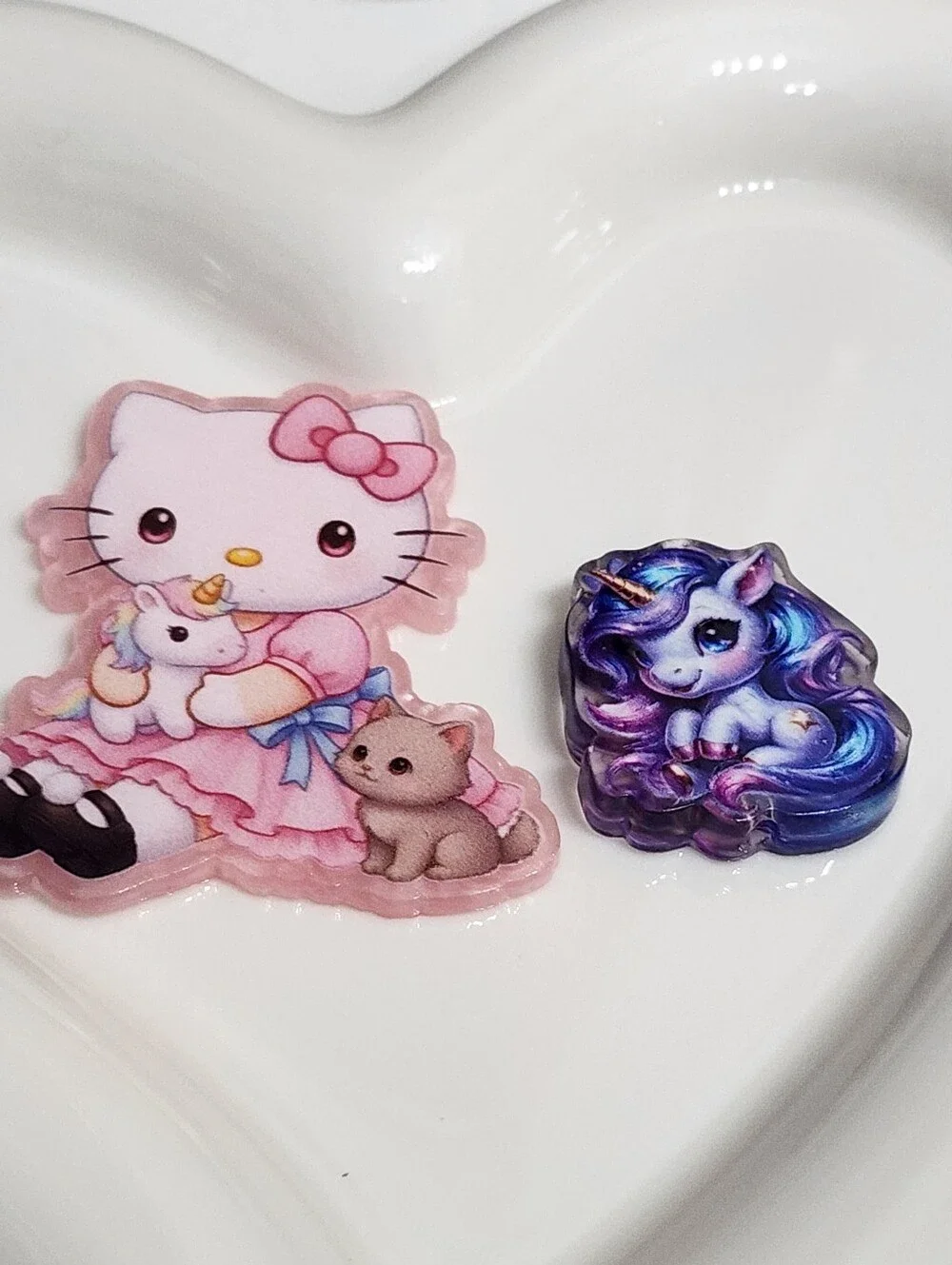 Cat Unicorn Flatback Focal Bead Crafts Badge Keychain Bag Clip Beaded Pen Magnet